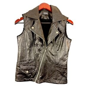Sinful ladies Biker fleeced lined motorcycle vest small RARE‎ ITEM